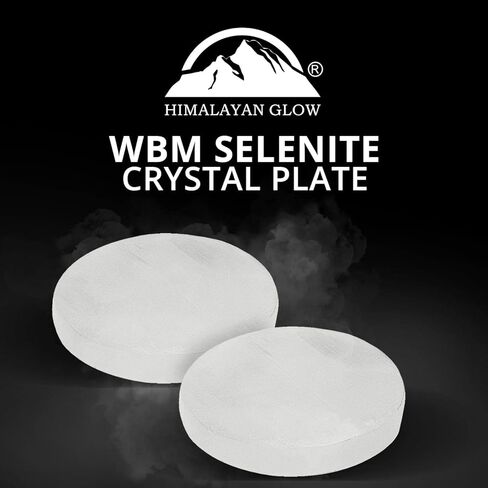 Himalayan Glow WBM Selenite Crystal Charging Plate For Smudging, Healing and Recharging Crystals - 2 Pack,White in Kuwait