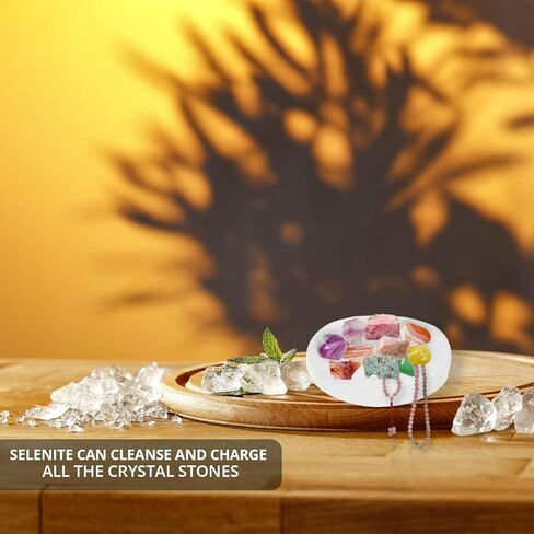 Himalayan Glow WBM Selenite Crystal Charging Plate For Smudging, Healing and Recharging Crystals - 2 Pack,White in Kuwait