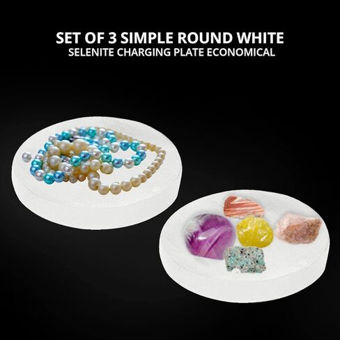 Himalayan Glow WBM Selenite Crystal Charging Plate For Smudging, Healing and Recharging Crystals - 2 Pack,White in Kuwait