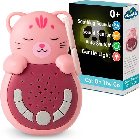 Cloud b Travel Comforting Sound Machine w/Calming Light | 4 White Noise and 4 Lullabies | Re-Activating Smart Sensor | Sweet Dreamz On The Go™ - Cat in Kuwait
