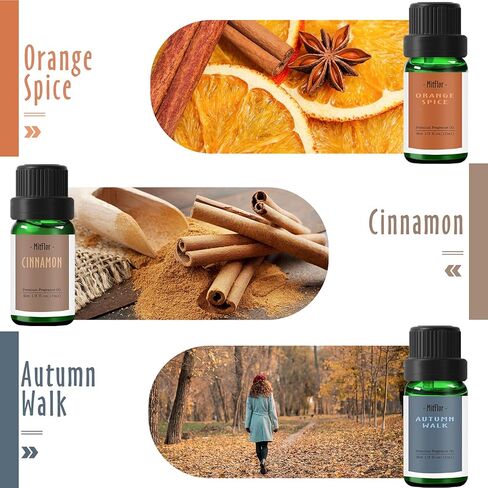 زيوت عطرية للخريف، زيوت ميتفلور معطرة فاخرة، زيوت عطرية لموزع الروائح والشموع والصابون، مجموعة هدايا زيوت عطرية للعلاج العطري في الخريف والقرفة وتوابل البرتقال والفانيليا واليقطين وغيرها in Kuwait