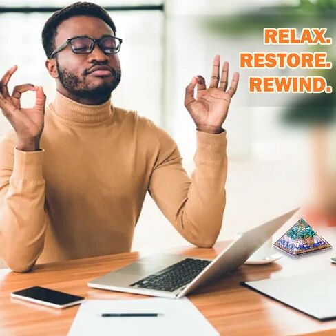 هرم اورجون - هرم كريستالي من الكوارتز الوردي والمالاكيت واللازورد - مولد طاقة ايجابي لحماية هرم الاورجونيت - كريستالات هرمية واحجار علاجية - وفرة امباث in Kuwait