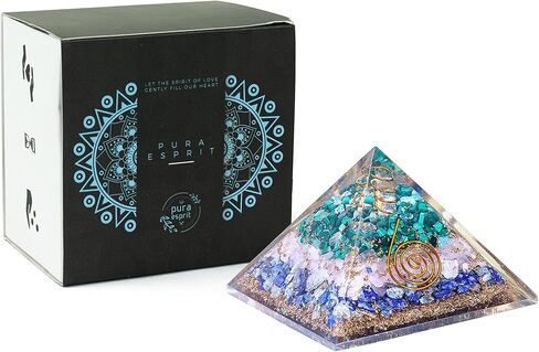 هرم اورجون - هرم كريستالي من الكوارتز الوردي والمالاكيت واللازورد - مولد طاقة ايجابي لحماية هرم الاورجونيت - كريستالات هرمية واحجار علاجية - وفرة امباث in Kuwait