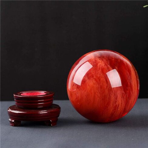 كرة كريستال حمراء من BeneCharm مع حامل، كرة كريستال طبيعية 100 مم ذوبان أحجار كريمة كريستال كوارتز للتأمل، والشفاء، ومجال العرافة، وتزيين المنزل، فنغشوي in Kuwait