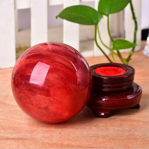 كرة كريستال حمراء من BeneCharm مع حامل، كرة كريستال طبيعية 100 مم ذوبان أحجار كريمة كريستال كوارتز للتأمل، والشفاء، ومجال العرافة، وتزيين المنزل، فنغشوي in Kuwait