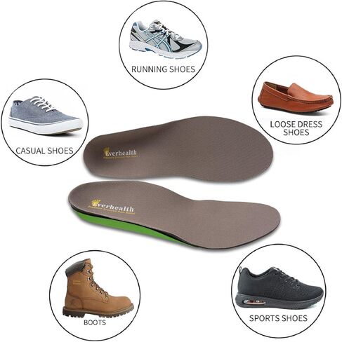 Everhealth Plantar Fasciitis Insoles Orthotic Arch Support Shoe Inserts Insoles for Women Men, Shock Absorption Cushioning Insoles Supportive for Flat Feet, High Arch, Foot Heel Pain, Metatarsalgia in Kuwait
