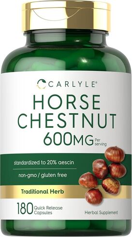 Carlyle Horse Chestnut Capsules 600mg | 180 Count | Non-GMO, Gluten Free Extract in Saudi Arabia
