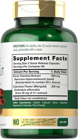 Carlyle Horse Chestnut Capsules 600mg | 180 Count | Non-GMO, Gluten Free Extract in Saudi Arabia