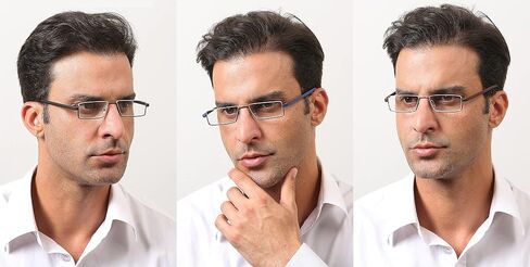 REAVEE 2 Pack Half Frame Reading Glasses for Men Women, Half Lens Metal Lightweight Readers Portable with Case, Black and Blue +2.0 in Kuwait