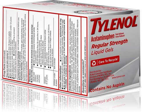جل سائل تايلينول ذو قوة عادية مع 325 مجم من الأسيتامينوفين، مسكن للألم ومخفض للحمى، 90 قيراط in Saudi Arabia