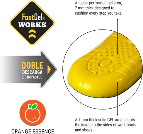 يعمل FOOTGEL على تخفيف الألم برائحة برتقالية دائمة - نعال مريحة للخدمة الشاقة تناسب جميع أحذية العمل - شهادة نباتية وطبية - يمكن غسله في الغسالة. الحجم XL (الرجال 13 إلى 17) in Kuwait