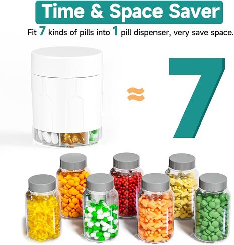 Extra Large Pill Organizer, Moisture-Proof Jumbo Pill Dispenser with 7 Large Compartments, Travel-Friendly Supplement Organizer Bottle to Hold Monthly Vitamin or Medication Storage in Kuwait