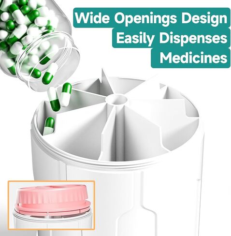 Extra Large Pill Organizer, Moisture-Proof Jumbo Pill Dispenser with 7 Large Compartments, Travel-Friendly Supplement Organizer Bottle to Hold Monthly Vitamin or Medication Storage in Kuwait