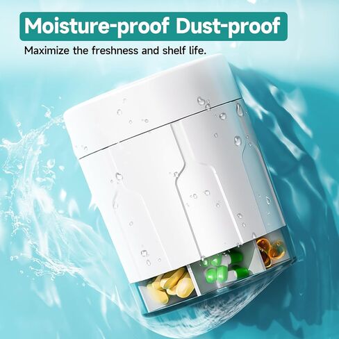 Extra Large Pill Organizer, Moisture-Proof Jumbo Pill Dispenser with 7 Large Compartments, Travel-Friendly Supplement Organizer Bottle to Hold Monthly Vitamin or Medication Storage in Kuwait