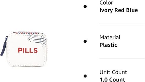 حقيبة حبوب الدواء النسائية بسحاب من MIAMICA مع منظم بلاستيكي قابل للإزالة لمدة 8 أيام، مبطن أسود، 3.5 بوصة × 2.75 بوصة × 1.25 بوصة - تصميم مضغوط لصندوق الدواء الأسبوعي اللطيف، (M31573) in Kuwait