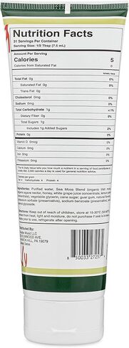 جل طحالب البحر (طحالب البحر الأيرلندية العضوية، الخام، المصنوعة من البرية) 8 أونصة سائلة من جل طحالب البحر بنكهة الخوخ والمانجو، كمية تكفي 31 يومًا (طعام فائق يحتوي على 5 سعرات حرارية فقط لكل وجبة، 1 جرام سكر مضاف) من Double Wood in Kuwait