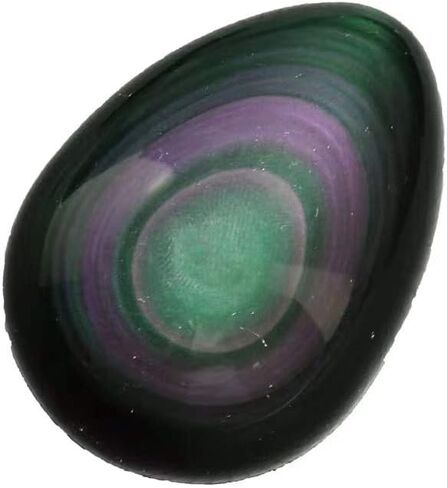 شفاء كريستال سبج أسود مع حجر قوس قزح العين النخيل حجر الجيب حجر القلق لموازنة طاقة الريكي (سبج أسود مع عين قوس قزح البيضاوي) in Kuwait