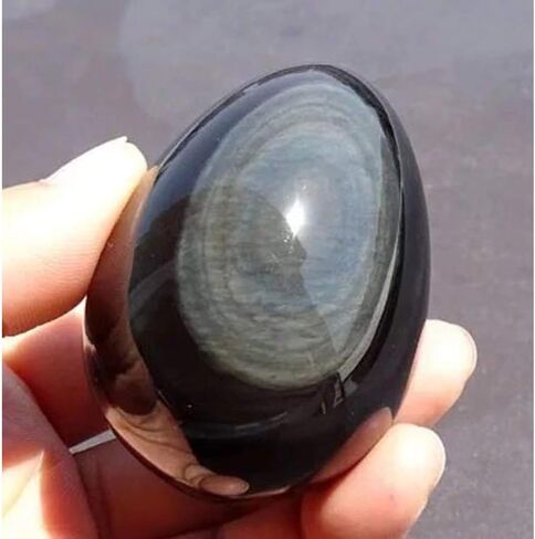 شفاء كريستال سبج أسود مع حجر قوس قزح العين النخيل حجر الجيب حجر القلق لموازنة طاقة الريكي (سبج أسود مع عين قوس قزح البيضاوي) in Kuwait
