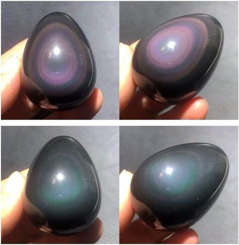 شفاء كريستال سبج أسود مع حجر قوس قزح العين النخيل حجر الجيب حجر القلق لموازنة طاقة الريكي (سبج أسود مع عين قوس قزح البيضاوي) in Kuwait