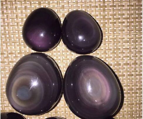 شفاء كريستال سبج أسود مع حجر قوس قزح العين النخيل حجر الجيب حجر القلق لموازنة طاقة الريكي (سبج أسود مع عين قوس قزح البيضاوي) in Kuwait