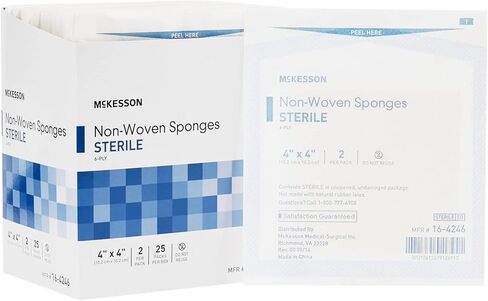 McKesson Non-Woven Sponges, Sterile, 6-Ply, Polyester/Rayon, 4 in x 4 in, 2 Per Pack, 25 Packs, 50 Total in Saudi Arabia