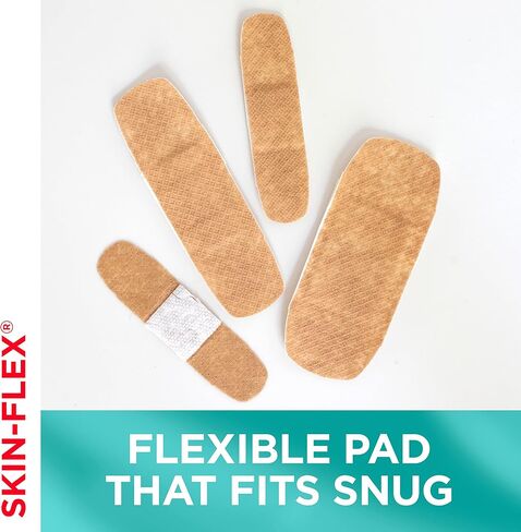 ضمادات لاصقة Skin-Flex من العلامة التجارية Band-Aid للإسعافات الأولية والعناية بالجروح البسيطة والخدوش والحروق، ضمادات مرنة معقمة رائعة للأصابع واليدين والركبتين، أحجام متنوعة، 20 قيراط in Saudi Arabia