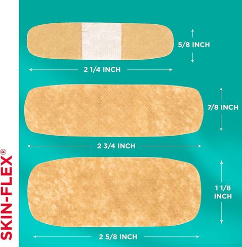 ضمادات لاصقة Skin-Flex من العلامة التجارية Band-Aid للإسعافات الأولية والعناية بالجروح البسيطة والخدوش والحروق، ضمادات مرنة معقمة رائعة للأصابع واليدين والركبتين، أحجام متنوعة، 20 قيراط in Saudi Arabia
