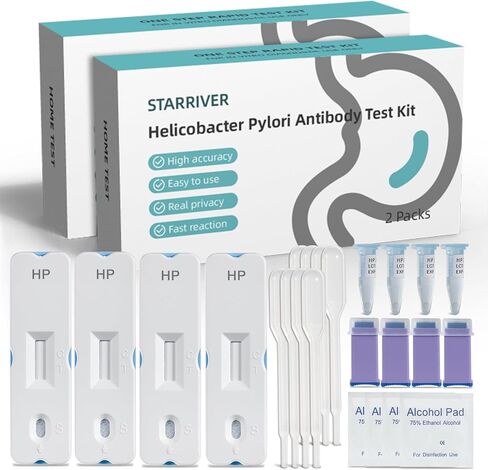 STARRIVER 4 اختبارات مجموعات اختبار H.Pylori، مجموعة الاختبار الذاتي H. Pylori، مجموعات اختبار هيليكوباكتر بيلوري للاستخدام المنزلي، دقيقة وسهلة الاستخدام in Kuwait