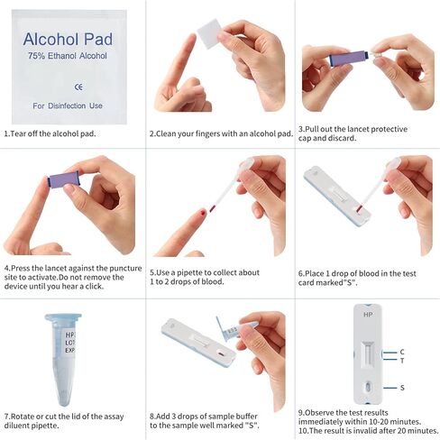 STARRIVER 4 اختبارات مجموعات اختبار H.Pylori، مجموعة الاختبار الذاتي H. Pylori، مجموعات اختبار هيليكوباكتر بيلوري للاستخدام المنزلي، دقيقة وسهلة الاستخدام in Kuwait