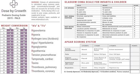 Dose By Growth Updated PALS (Reviewed in 2022) - Pediatric Advanced Life Support Emergency Length-Based Tape with Broselow Compatible Color Zones Designed for Paramedics, Nurses & EMS Providers in Kuwait