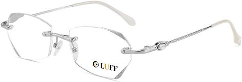 نظارات قراءة بدون إطار من LUFF للنساء، معدنية بدون إطار، حافة مقطوعة بالألماس، قارئات الكمبيوتر ذات الضوء الأزرق، مضادة لإجهاد العين in Kuwait