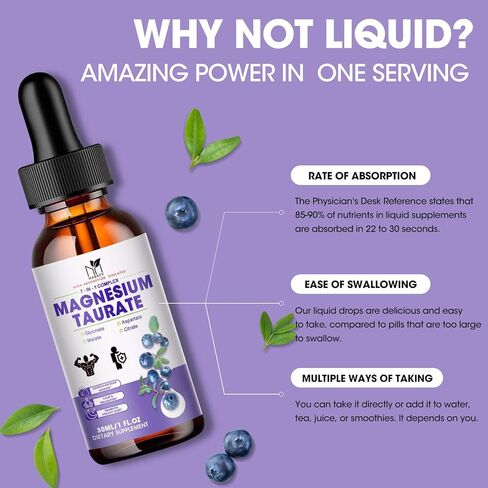 (2 Pack) Magnesium Complex Liquid Supplement, 2000mg Magnesium Taurate with Magnesium Glycinate 500mg,Malate,Aspartate,for Cardiovascular Health,Sleep,Calm,Cramps Support in Kuwait