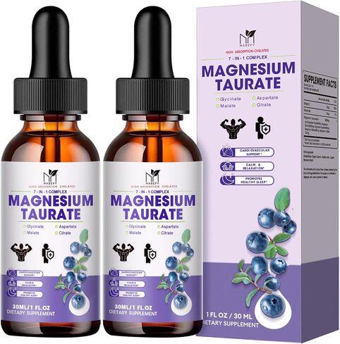 (2 Pack) Magnesium Complex Liquid Supplement, 2000mg Magnesium Taurate with Magnesium Glycinate 500mg,Malate,Aspartate,for Cardiovascular Health,Sleep,Calm,Cramps Support in Kuwait