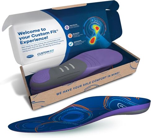 حشوات تقويمية كاملة الطول من Dr.Scholl's® Custom Fit®، CF 540، مخصصة لقدمك وقوسك، تخفيف فوري للآلام طوال اليوم، أسفل الظهر، الركبة، اللفافة الأخمصية، الكعب، النعال الداخلية تناسب أحذية الرجال والنساء in Kuwait