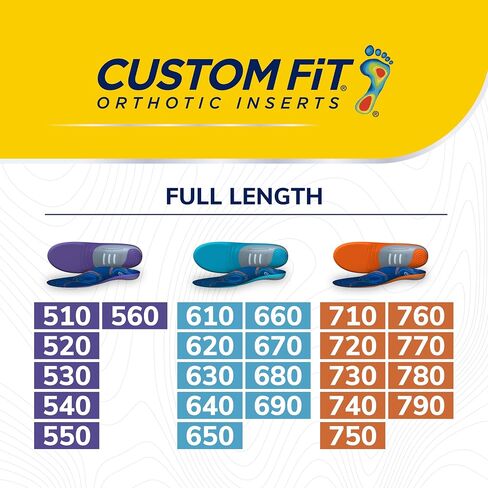 حشوات تقويمية كاملة الطول من Dr.Scholl's® Custom Fit®، CF 540، مخصصة لقدمك وقوسك، تخفيف فوري للآلام طوال اليوم، أسفل الظهر، الركبة، اللفافة الأخمصية، الكعب، النعال الداخلية تناسب أحذية الرجال والنساء in Kuwait