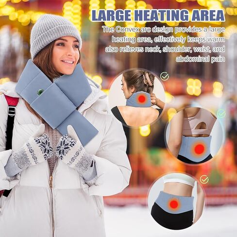 وشاح تسخين USB من ACETOP للرجال والنساء، وسادة تسخين قابلة لإعادة الشحن لتخفيف آلام الرقبة/الكتف، سخان كهربائي للرقبة مع 3 مستويات للحرارة، أوشحة شتوية دافئة للأماكن الداخلية والخارجية (أزرق) in Kuwait