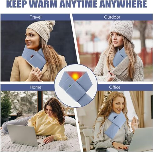 وشاح تسخين USB من ACETOP للرجال والنساء، وسادة تسخين قابلة لإعادة الشحن لتخفيف آلام الرقبة/الكتف، سخان كهربائي للرقبة مع 3 مستويات للحرارة، أوشحة شتوية دافئة للأماكن الداخلية والخارجية (أزرق) in Kuwait