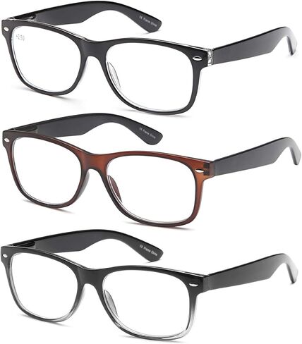 Gamma Ray Reading Glasses - 3 Pairs Spring Hinge Readers for Men and Women 3.00 in Kuwait