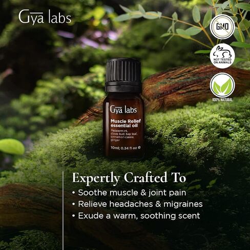 Gya Labs Muscle Relief Essential Oil Blend - Warm, Soothing Scent (0.34 fl oz) in Saudi Arabia