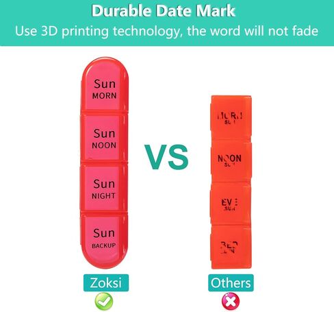 Zoksi Weekly Pill Organizer 4 Times a Day, 7 Day Pill Box, Large Travel Pill Case, Daily Medicine Organizer Container with 28 Portable Compartments for Fish Oils, Vitamins or Supplements (Rainbow) in Kuwait