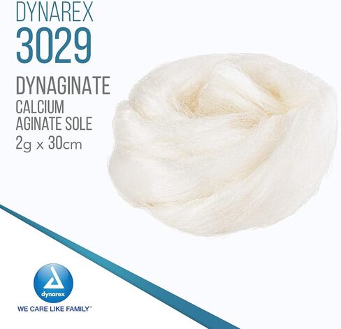 Dynarex DynaGinate Calcium Alginate Wound Dressing - Sterile, Non-Stick Topical Wound Pads - Absorbent Gel Patches for Moderate to High Exuding Cuts - 2g x 30cm, 12 Boxes of 5 in Saudi Arabia