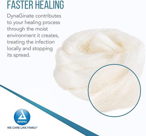 Dynarex DynaGinate Calcium Alginate Wound Dressing - Sterile, Non-Stick Topical Wound Pads - Absorbent Gel Patches for Moderate to High Exuding Cuts - 2g x 30cm, 12 Boxes of 5 in Saudi Arabia