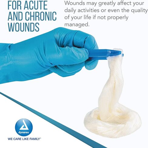 Dynarex DynaGinate Calcium Alginate Wound Dressing - Sterile, Non-Stick Topical Wound Pads - Absorbent Gel Patches for Moderate to High Exuding Cuts - 2g x 30cm, 12 Boxes of 5 in Saudi Arabia