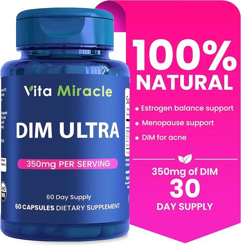مكمل DIM للرجال والنساء - مركب استقلاب الاستروجين 350 مجم - فيتامين دييندوليل ميثان للتخلص من السموم - DIM Plus Bioperine لتعزيز الامتصاص - مركب DIM - كمية تكفي لمدة 30 يومًا in Kuwait