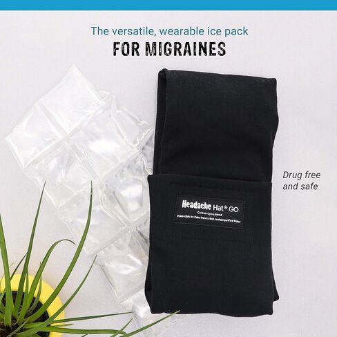 قبعة الصداع- جو (أسود) عبوة ثلج لتخفيف آلام الصداع النصفي وتخفيف التوتر، تتضمن حصيرة ثلجية إضافية in Kuwait