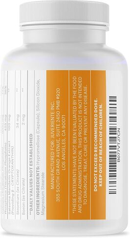 Juveriente Bone Strength Complex/A Dietary Therapy of a Japanese Traditional Fruit, Packed with Vitamin C, D3, K2, Calcium, Phosphorus, Food Grade Strontium and Boron / 90 Capsules for 30 Days in Saudi Arabia