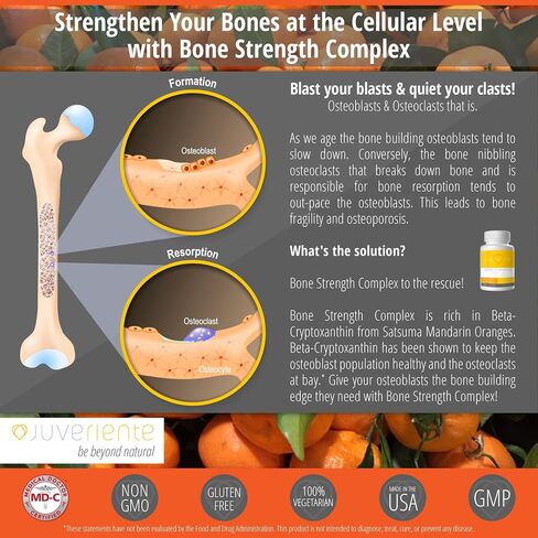 Juveriente Bone Strength Complex/A Dietary Therapy of a Japanese Traditional Fruit, Packed with Vitamin C, D3, K2, Calcium, Phosphorus, Food Grade Strontium and Boron / 90 Capsules for 30 Days in Saudi Arabia