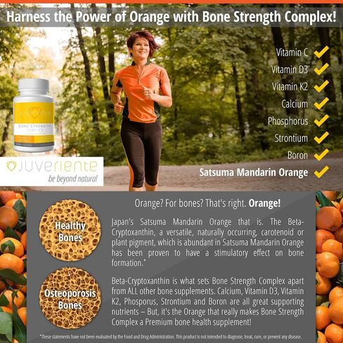 Juveriente Bone Strength Complex/A Dietary Therapy of a Japanese Traditional Fruit, Packed with Vitamin C, D3, K2, Calcium, Phosphorus, Food Grade Strontium and Boron / 90 Capsules for 30 Days in Saudi Arabia