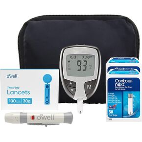 O Well Contour NEXT EZ Diabetes Testing Kit, Contour NEXT EZ Blood Glucose Meter, 100 Contour NEXT Blood Glucose Test Strips, 100 O'WELL Lancets, O'WELL Lancing Device, LogBook and Carry Case in Kuwait