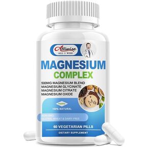 Triple Complex Magnesium Supplment, 3X High Absorption Pure Magnesium 500mg Complex with Magnesium Glycinate, Citrate, Oxide, Chelated Magnesium Supplement for Women and Men, Non-GMO and Gluten Free in Kuwait